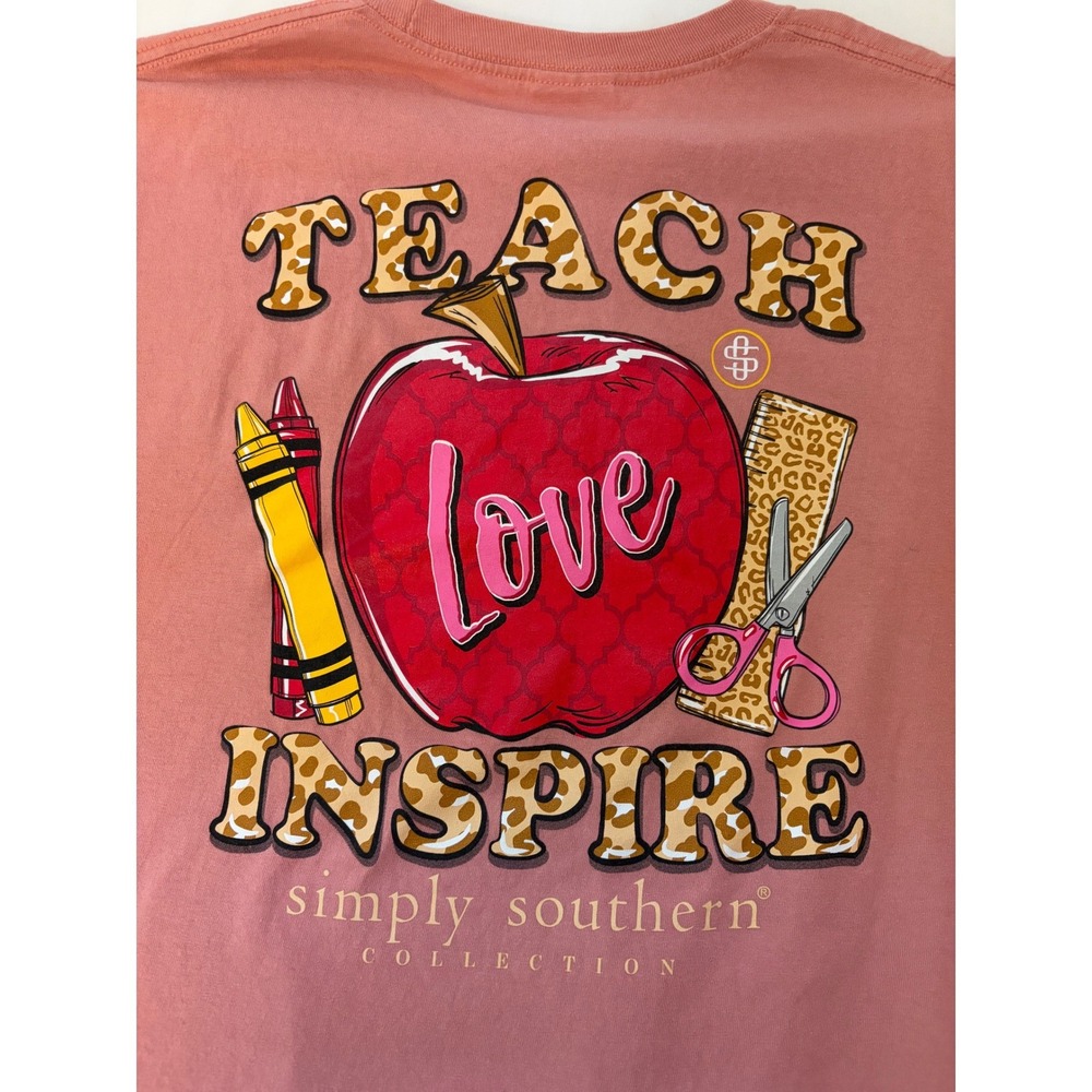 Simply Southern Teacher Tee 2XL Pink, Teacher, Apple, Leopard, School, Gift, Tee